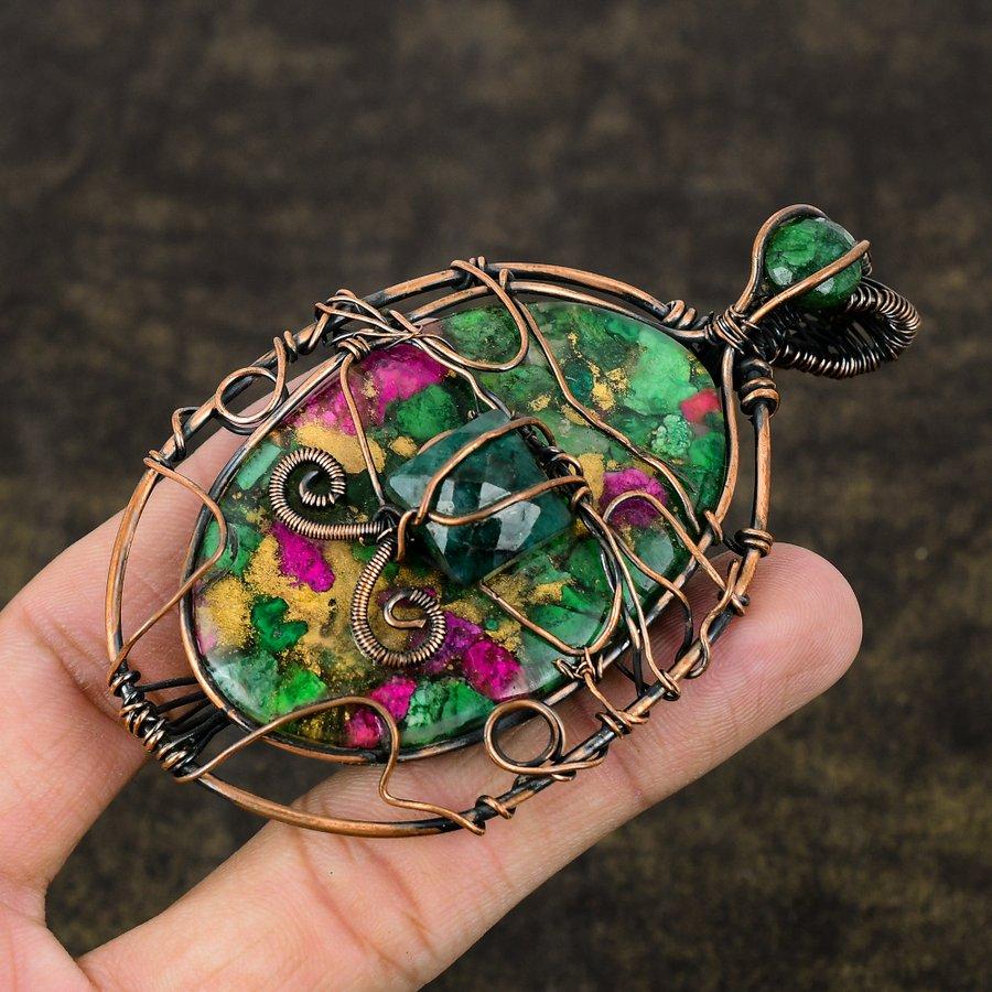 Колючая устрица Ручная работа Медная проволока Обертка Подарок Ювелирное изделие Подвеска 3,62" G7A78