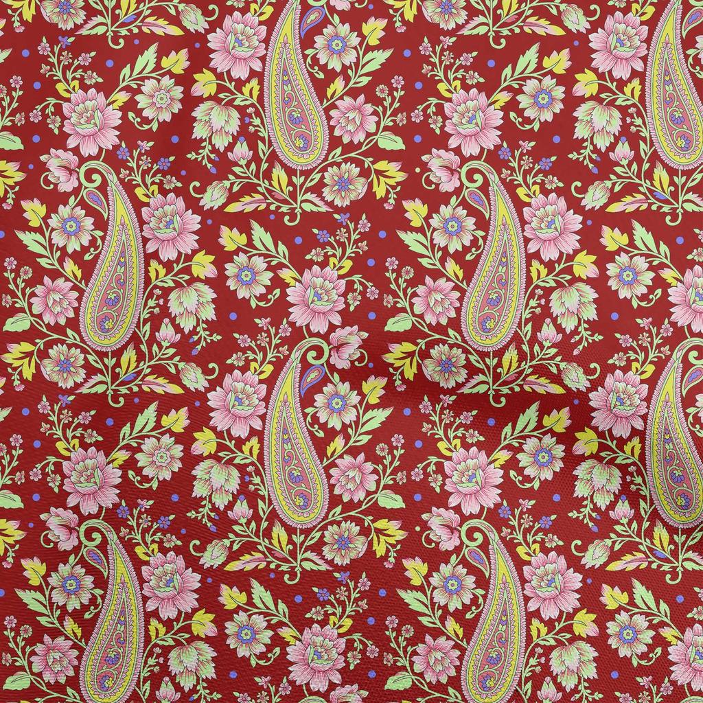 oneOone Cotton Flex Dark Peach Fabric Paisleys Craft Projects Decor Fabric Printed By The Yard 40 Inch