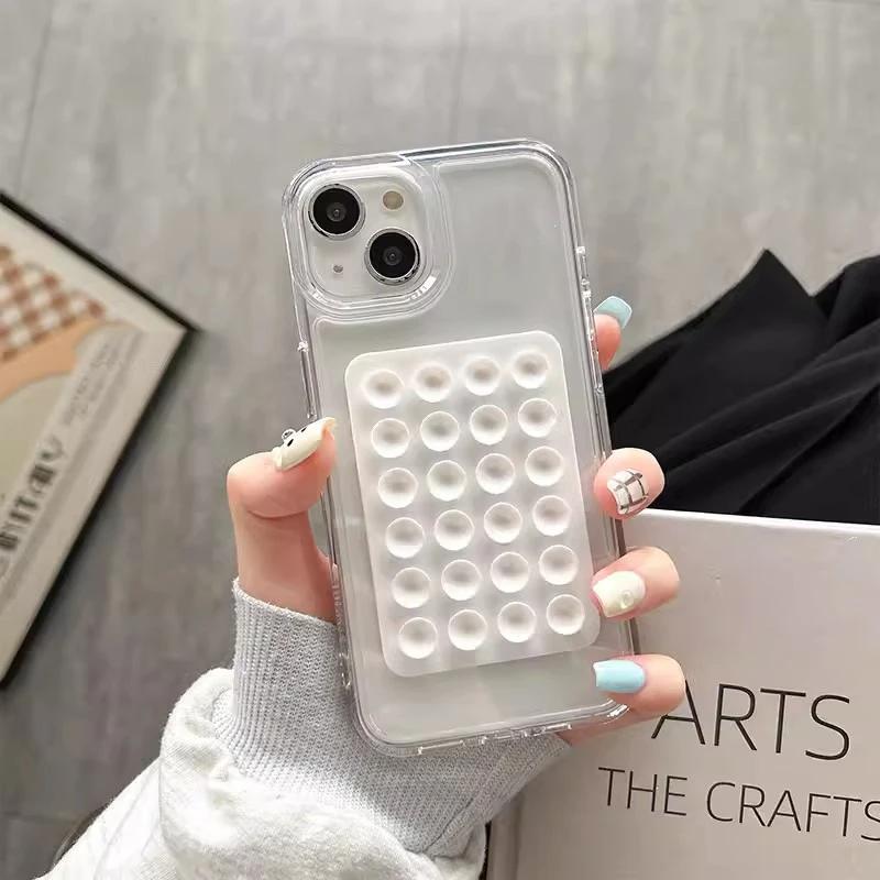 Чехол для iPhone 17 Air 16 15 14 Pro Max Plus 16E 11 12 13 Pro XR X XS 3D Присоска Подушка безопасности Прозрачный Ударопрочный Чехол