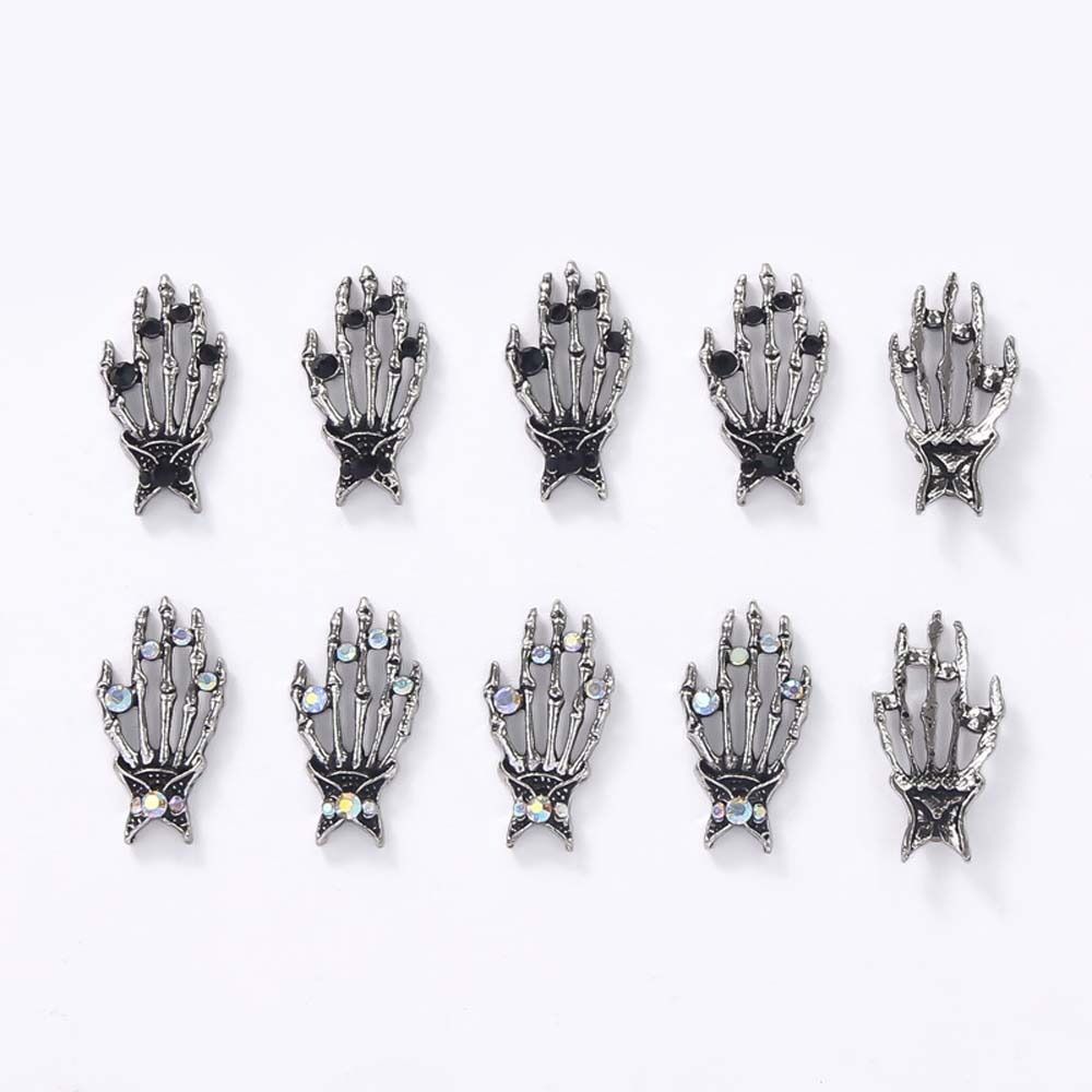 10 шт./компл. металлические подвески для ногтей Хэллоуин скелет для ногтей стразы маникюрный салон