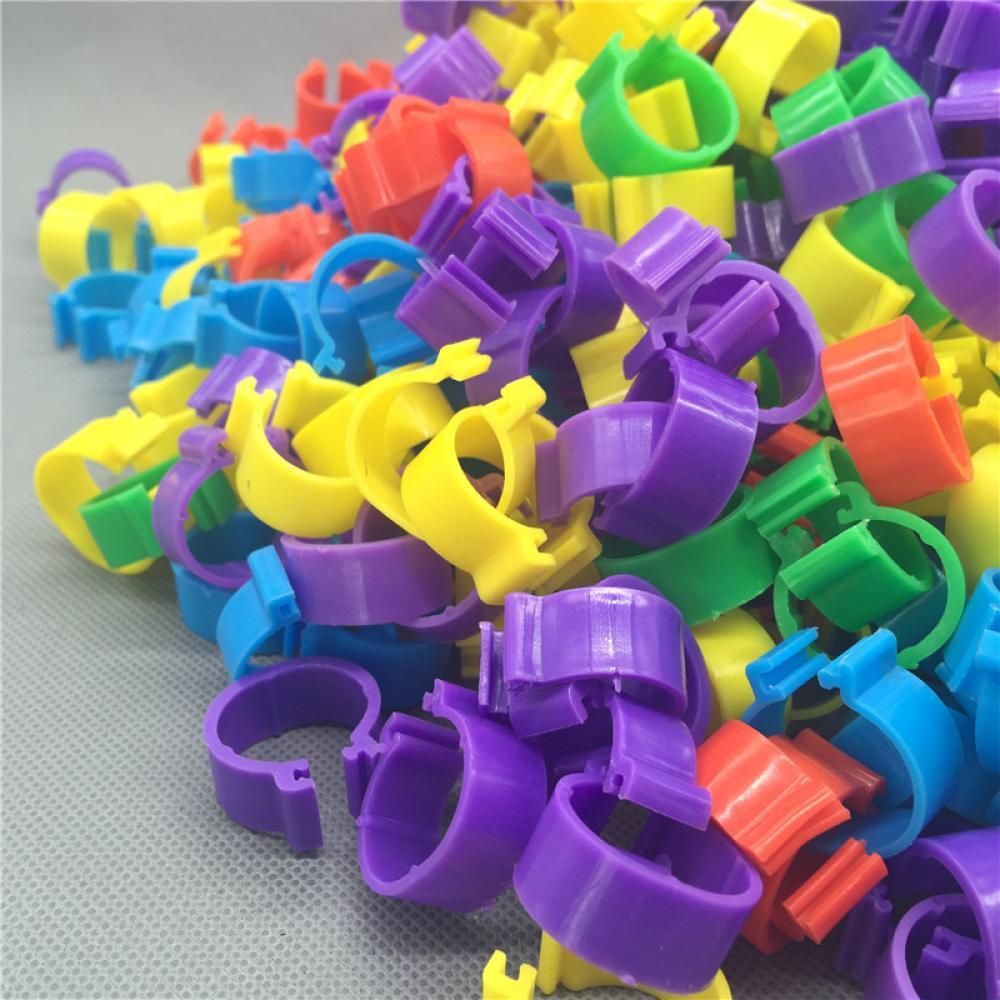 100 Pcs Colorful Animal Bird Poultry Clip Rings Leg Band