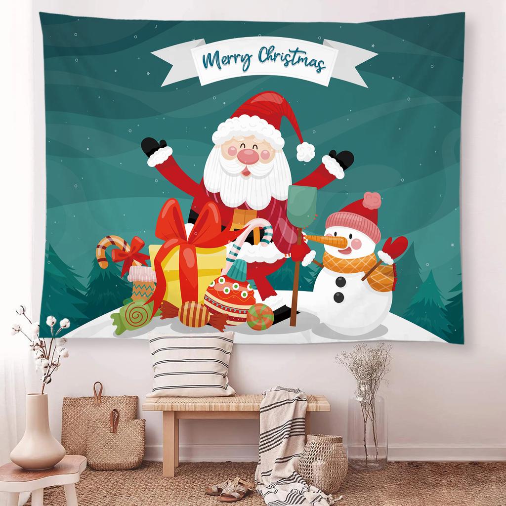 Снежная Рождественская елка камин Санта-Клаус гобелен с принтом настенный фон тканевый декор рождественское украшение для дома и комнаты
