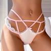 TERMEZY Women Sexy Lace Briefs Cross Strap Bow Panties Hollow Out Half Wrapped Hip Intimates Underwear