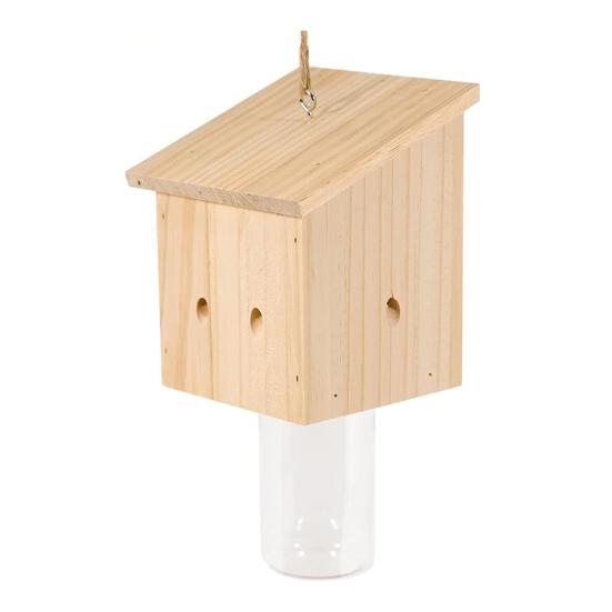 Деревянная ловушка для пчел с прозрачной бутылкой снаружи. Натуральная деревянная ловушка для пчел, устойчивая к погодным условиям, подвесная уличная ловушка для пчел.