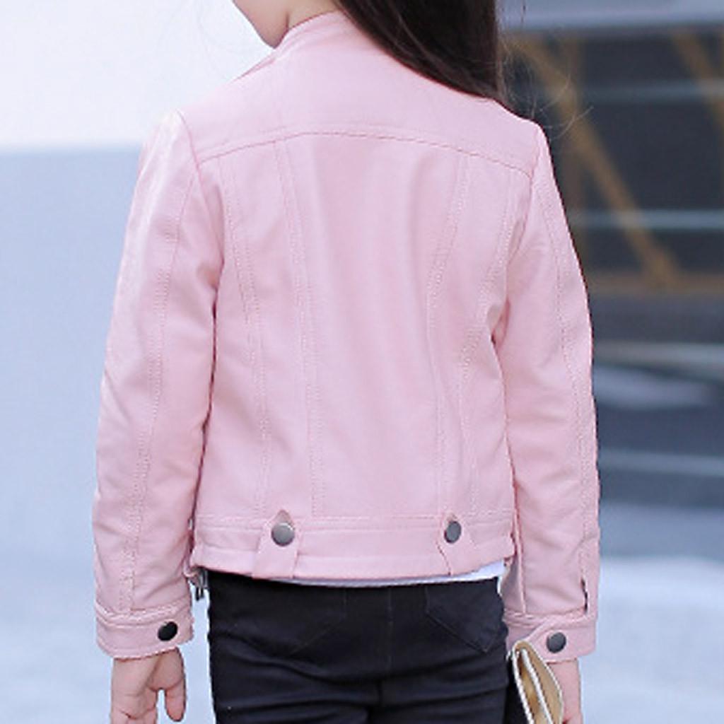 Детская однотонная верхняя одежда с длинными рукавами для маленьких девочек и мальчиков, кожаное пальто, короткая куртка, одежда