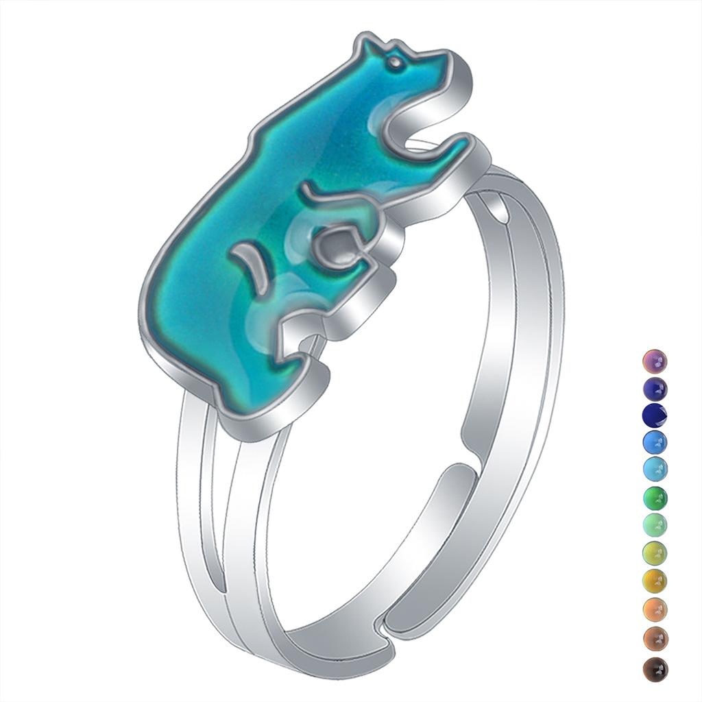 1Pcs Fashion Ring Simple Children's Princess Cartoon Cute Animal Temperature Change Ring