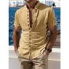 Summer new men's casual versatile shirt solid color slim-fitting short-sleeved top