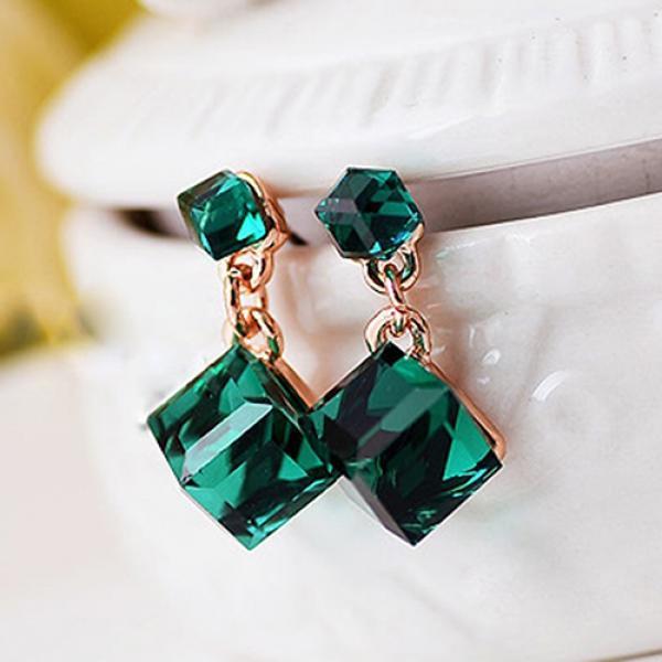 Женские серьги-гвоздики в корейском стиле квадратной формы с кубической подвеской, ювелирные изделия