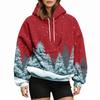 Women's Stylish Christmas Print Hoodie with Pet Pocket, Casual Holiday Pullover for Winter Wear