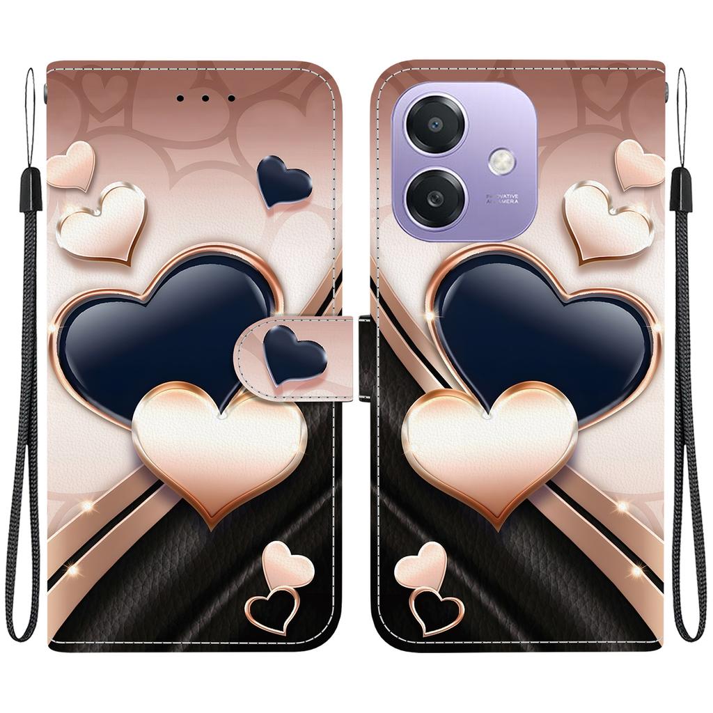 Чехол-книжка из искусственной кожи ручной работы для Oppo A3/A3 4G/Oppo A60/Oppo A40/A40m/Oppo A5x, противоскользящий, противоударный чехол с ремешком на запястье и рисунками сердец/роз/кошек