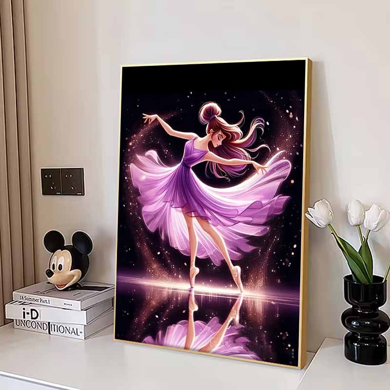 Disney Алмазная живопись Фиолетовая Мечтательная Балерина Исцеляющая Иллюстрация, 5D Алмазная Живопись Искусство Вышивка Крестом Декор Комнаты