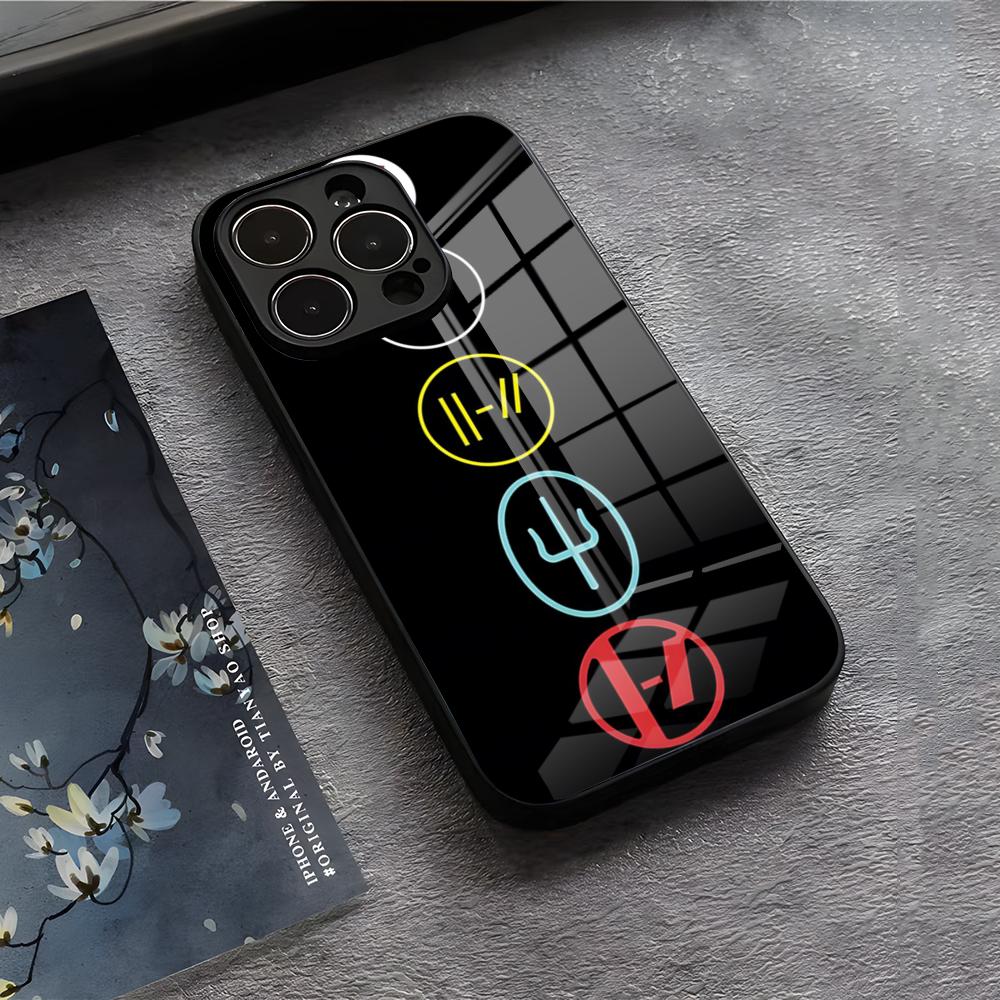 Чехол для телефона Twenty One Pilots Для iPhone 17 Air 16 E Pro Max 15 14 13 Mini 12 Pro 11 Max Plus Черное Стеклянное Покрытие