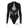 Y2K сексуальный сетчатый обтягивающий комбинезон с высокой талией и длинными рукавами для женщин весной и летом