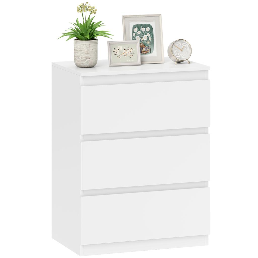 Chest of Drawers with 3 Drawers, for Living Room, Bedroom, Hallway, Particleboard, White