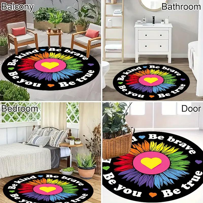 Rainbow Color Flower Carpet For Home Decoration, Non-Slip And Stain-Resistant Floor Mat For Living Room And Bedroom
