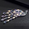 Elegant Long Tail Crystal Peacocks Brooch Party Jewelry Elegant Corsage Pin Alloy Texture Perfect for Wedding and Evening