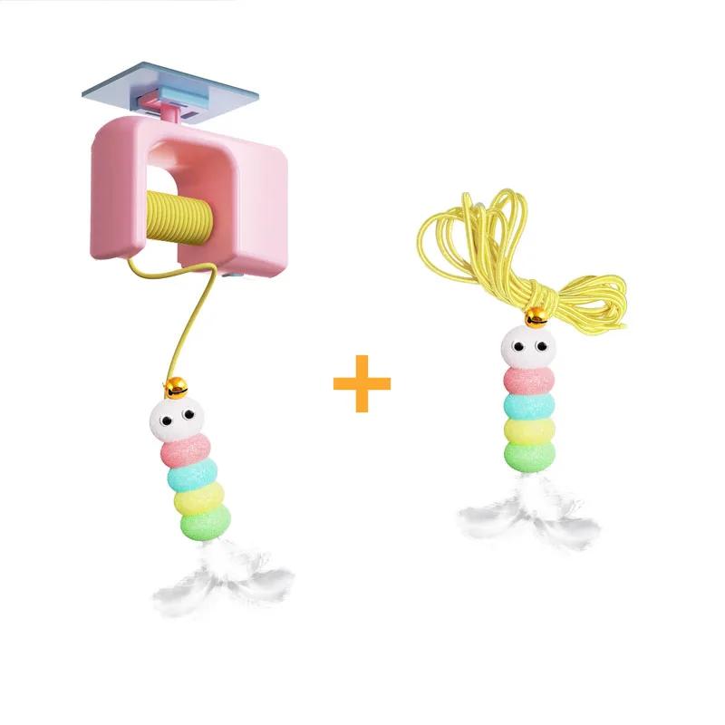 Подвесная игрушка для кошек в виде двери, игрушка для самостоятельной игры, снимающая скуку, качели, подвесная эластичная палочка-дразнилка с перьями и колокольчиком, игрушка для дразнения кошек