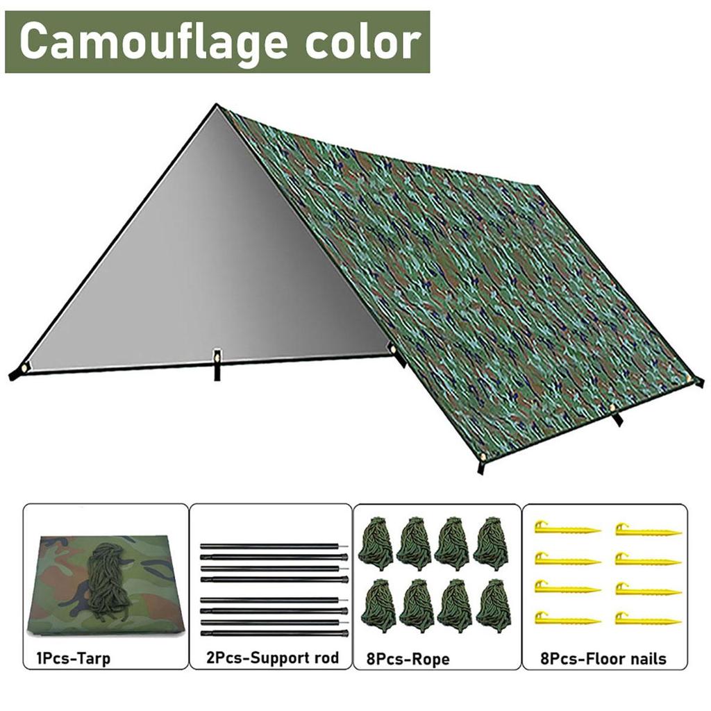 Outdoor Camping Tarp, Camping Tarpaulin Awning, Lightweight UV Resistant and PU 3000mm Waterproof Rainproof Tarpaulin Shelter