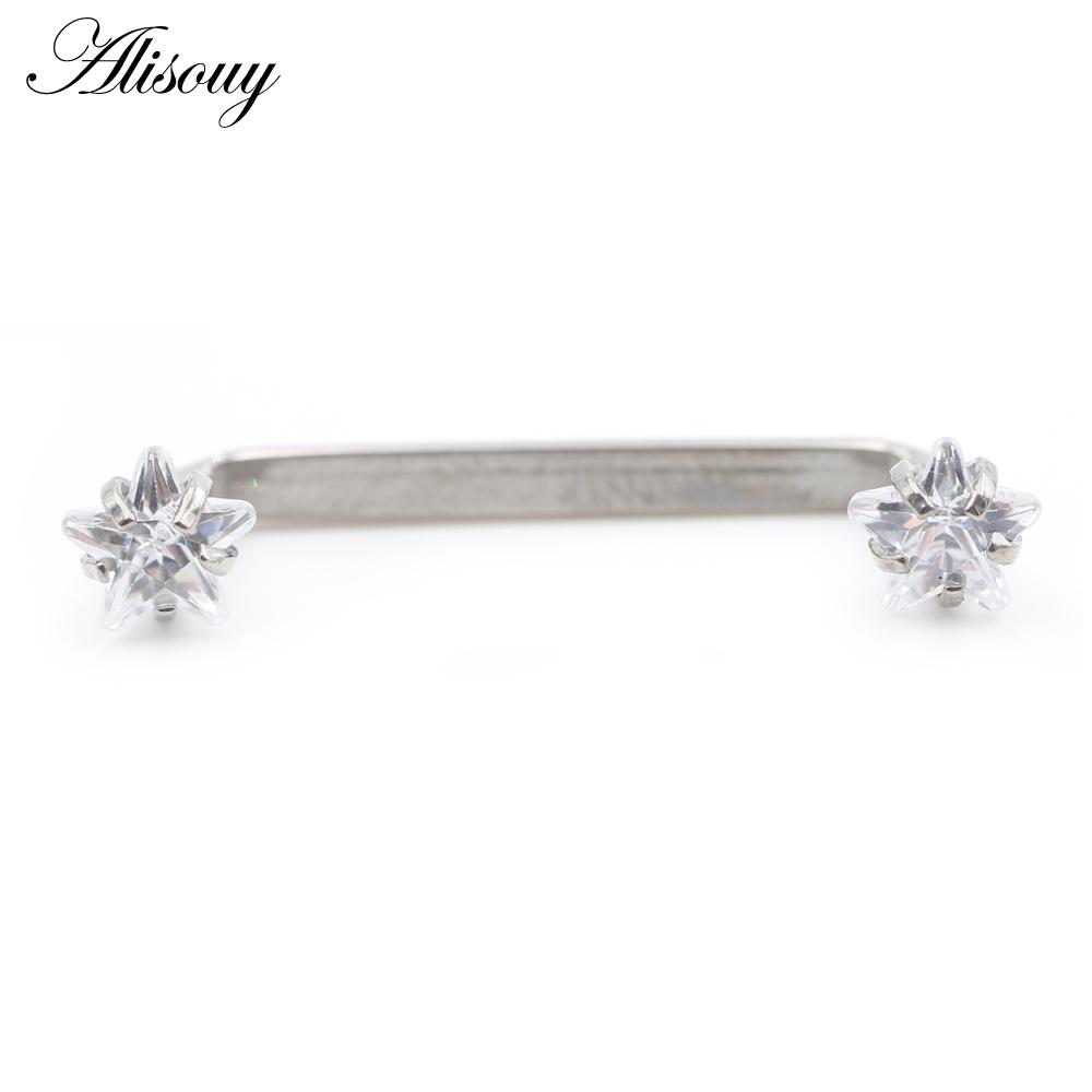 Alisouy 1PC Titanium Heart Star Zircon Threaded Surface Bar Barbell Micro Dermal Anchor Retainers Hide In Skin Piercing Jewelry