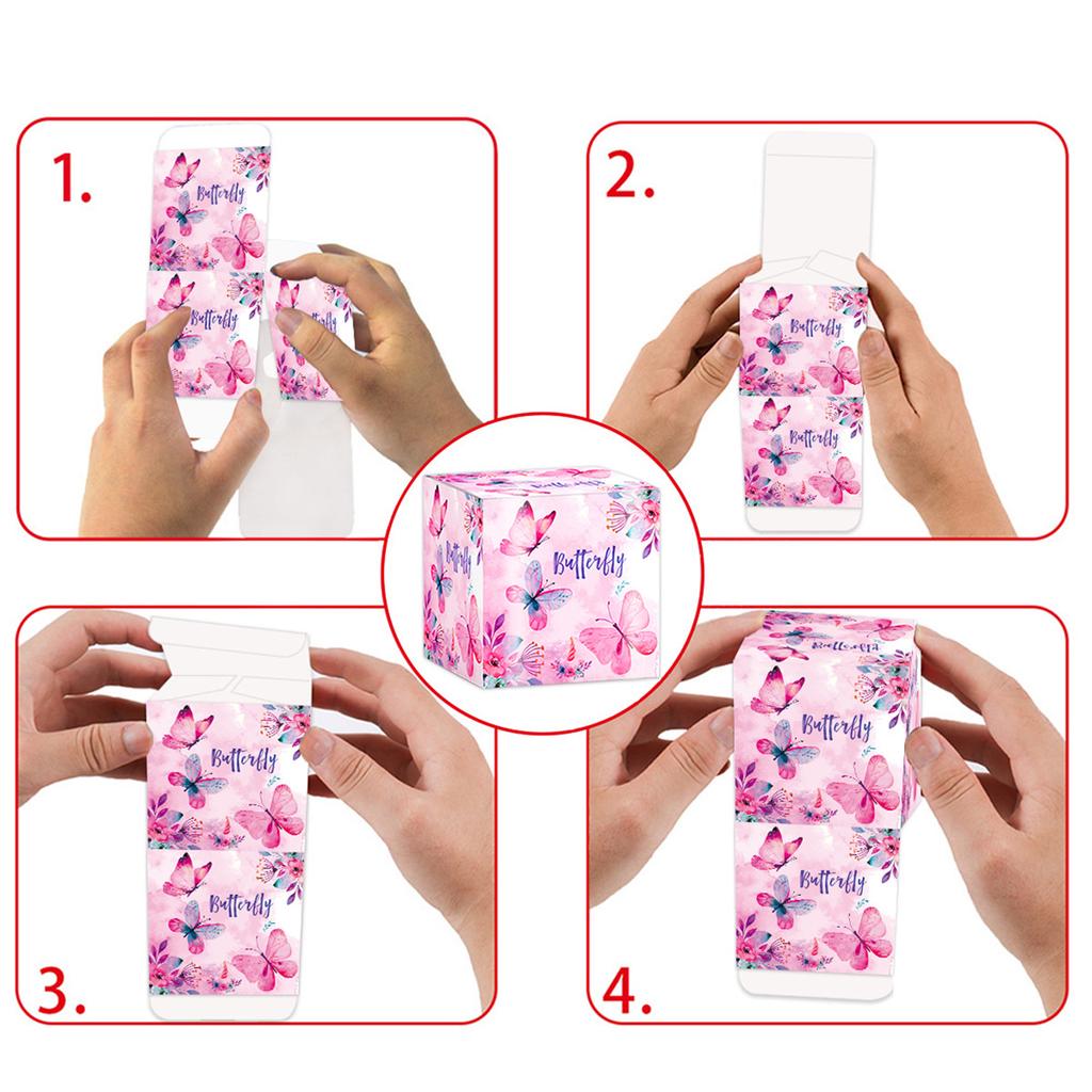 12/18 шт. Розовые подарочные коробки с бабочками Розовые подарочные коробки с бабочками для внимательных и детальных дарителей