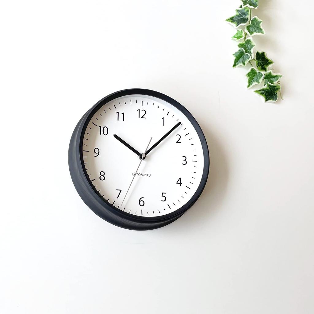 KATOMOKU Muku Clock 4, Black, km-57BKRC, Wall Clock with Continuous Second Hand, 30.6cm Diameter (radio-controlled Clock)
