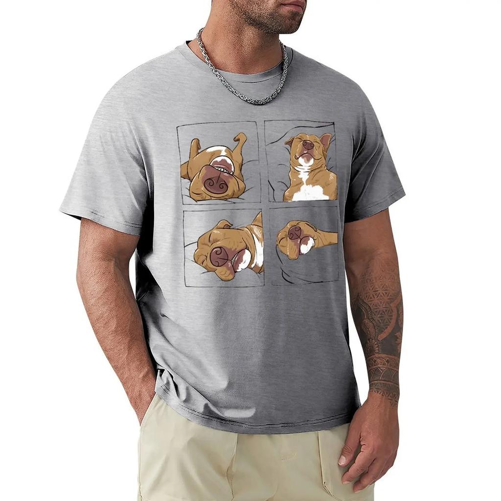 Funny Pitbull Lazy Gift For Dog Love Unisex T Shirts Graphic Cotton Streetwear Short Sleeve Birthday Gifts Vintage Style T-shirt