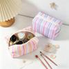 Striped Design Cosmetic Bag Lightweight Travel Skincare Bag Striped Makeup Pouch  Girls