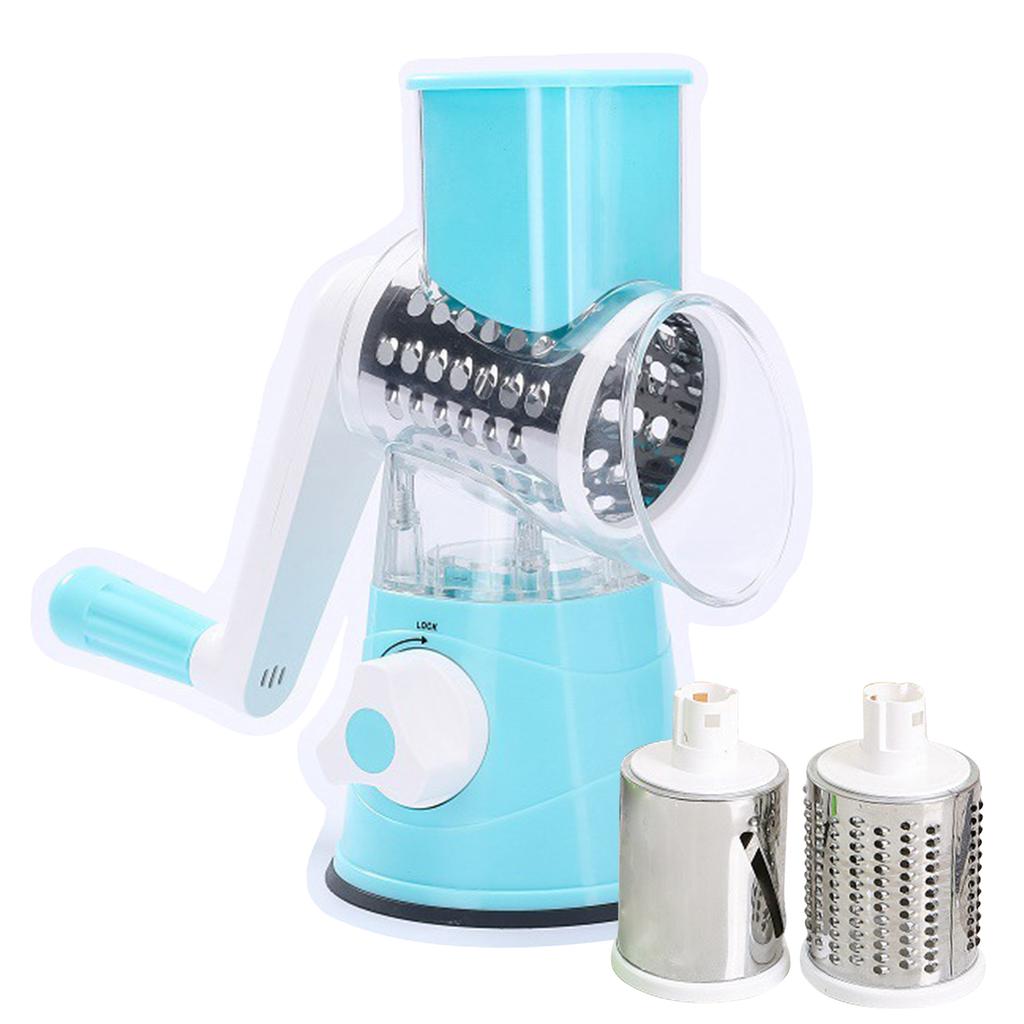 Manual Rotary Cheese Grater with Three Drum Blades Stainless Steel Handheld Rotary Slicer Shredding Grinder