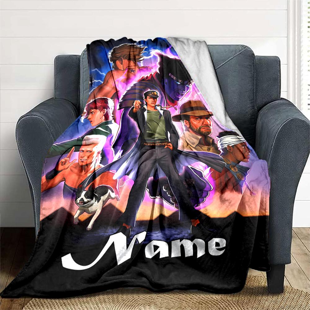 Customiz Name Personality JoJo's Bizarre Adventure Blanket Soft &Warm Sofa Office Bed Travel Lunch Break Blanket, Gift Suitable All Seasons