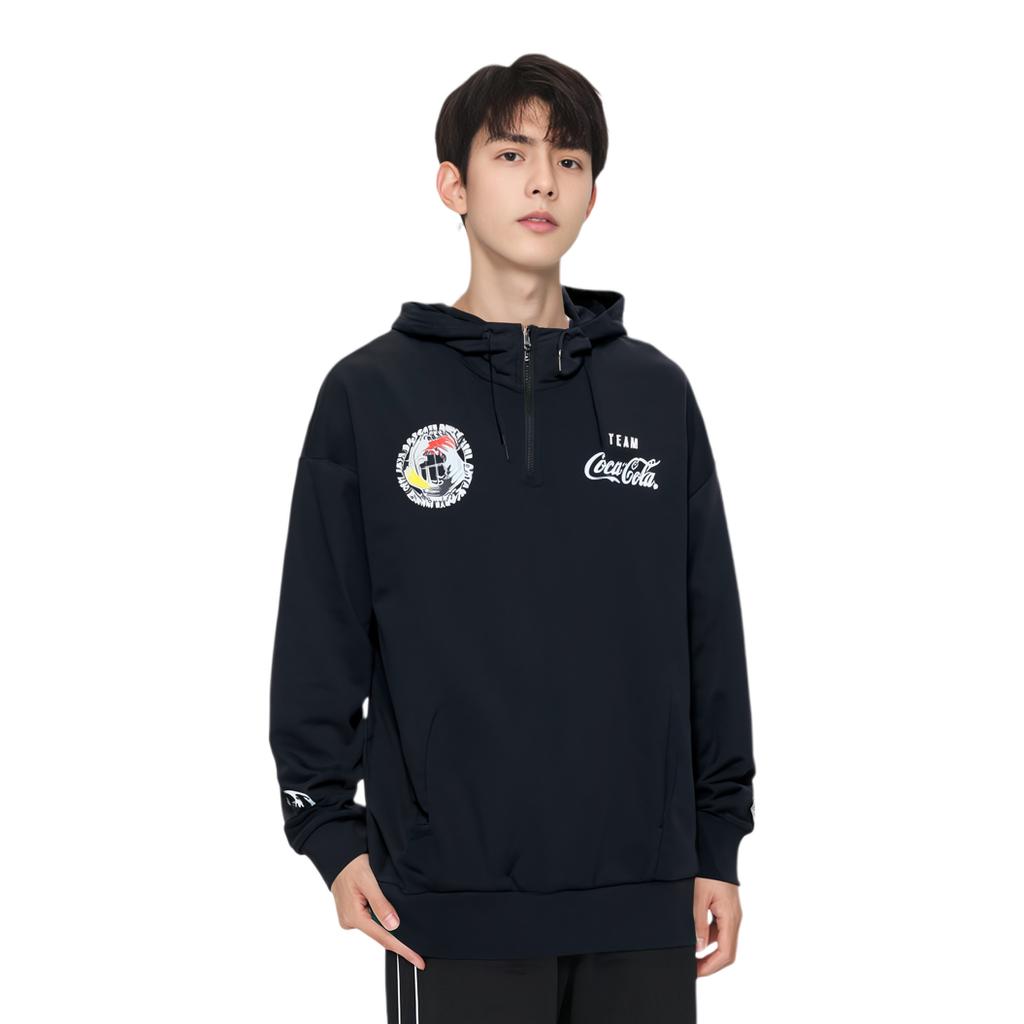 Anta X Coca-Cola Collaboration Lifestyle Series Letter Print Sports Hoodie Men Hoodies Black 952139711-4