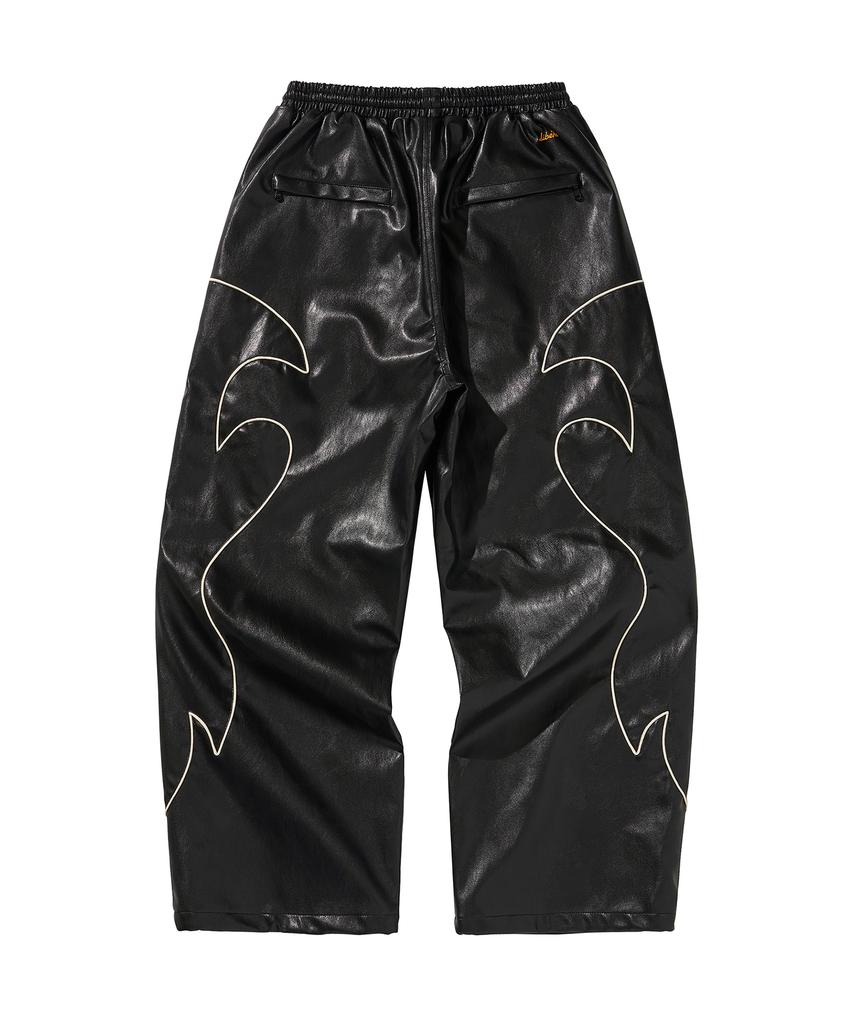 LIBERE Western Flame Leather Track Pants / Black
