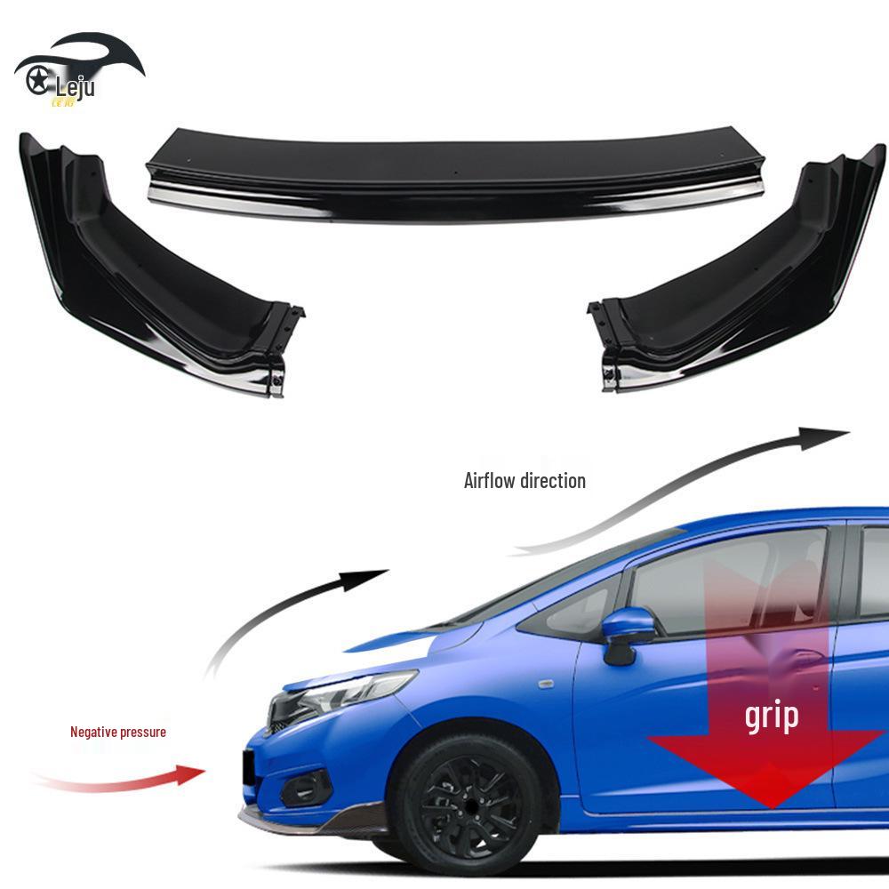 Передний сплиттер-губа Honda Fit 2014-2017, Декоративный мод из трех секций