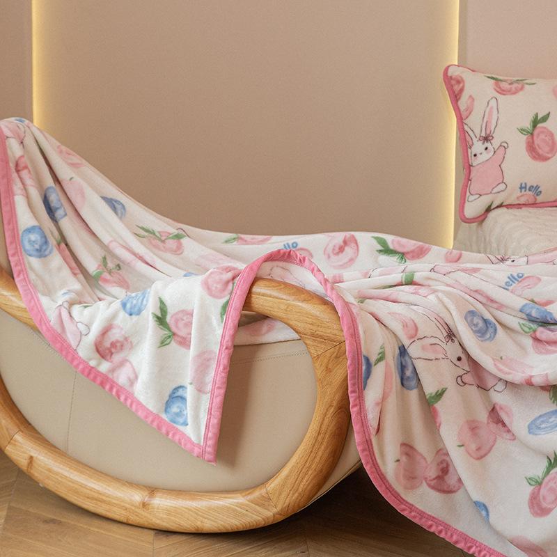 Двусторонняя флисовая плед-одеяло из молочного велюра: Офисный сон, Диван, Толстый, Теплый стиль