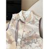 Jakquard tik turadigan yoqali jilet, bahor va yoz uchun yuqori sifatli retro cheongsam, yengsiz tashqi jilet top