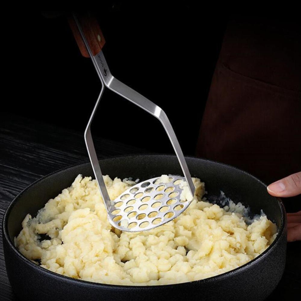 Fruit Garlic Heavy Duty Stainless Steel Manual Cooking Tool Potato Masher Press Crusher Pusher