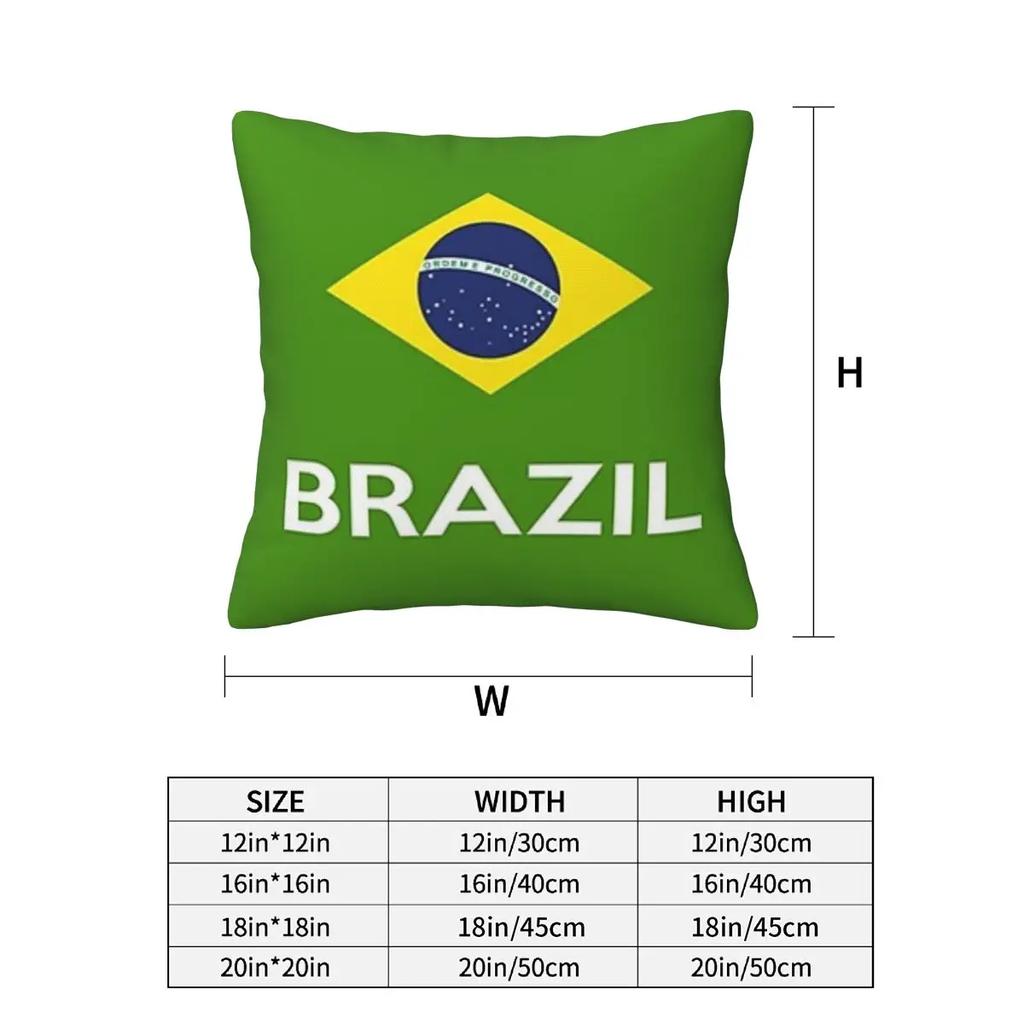 Brazil National Flag 2 Pcs Square Pillowcase Pillow Cover Cushion Zip Decorative Comfort Throw Pillow For Home Bedroom