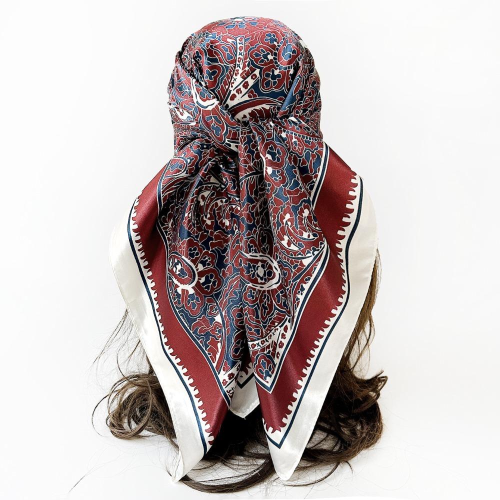 Cashew Flower Pattern Women's Headscarf Silky Smooth Middle East Shawl Arabic Square Scarf Outdoor