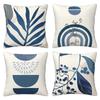 Home Decor Blue Geometric & Botanical Printed Pillow Covers Pattern Cushion Cover Suitable For Sofa Bedroom Car Pillow Cover