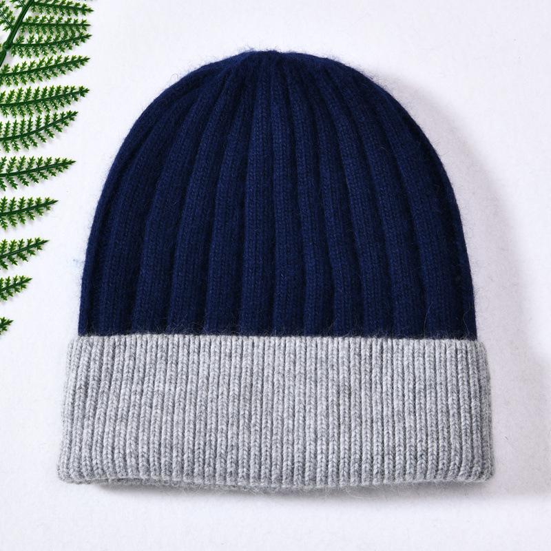 Autumn and winter new rabbit velvet splicing soft and comfortable men's and women's warm wool hats soft waxy knitted hats