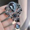 Elegant Water-drop Shape Brooch Shining Rhinestones Faux Crystal Inlaid Pin Wedding Party Badge Jewelry Gift