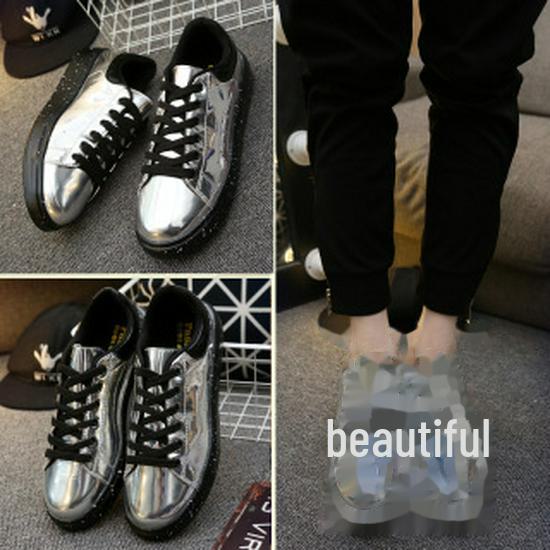 Мужская блестящая лакированная кожа на толстой подошве, модная весенняя спортивная повседневная обувь