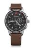 Часы ALLIANCE SPORT CHRONOGRAPH Корпус из нержавеющей стали Черный циферблат Коричневый кожаный ремешок Подарок 241826 [Victorinox] (316L/Кованый) [