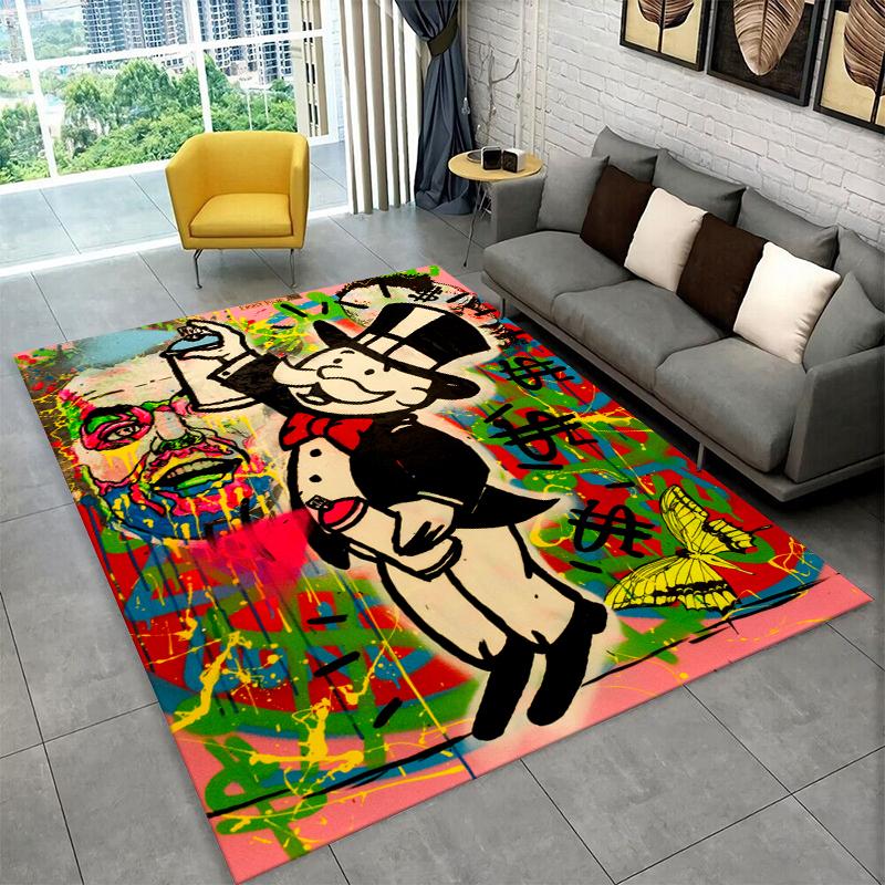 Monopoly Dollar Rich Game Cartoon Carpet Rug for Bedroom Living Room Sofa Playroom Doormat Home Decor,Kid play Area Rug Non-slip