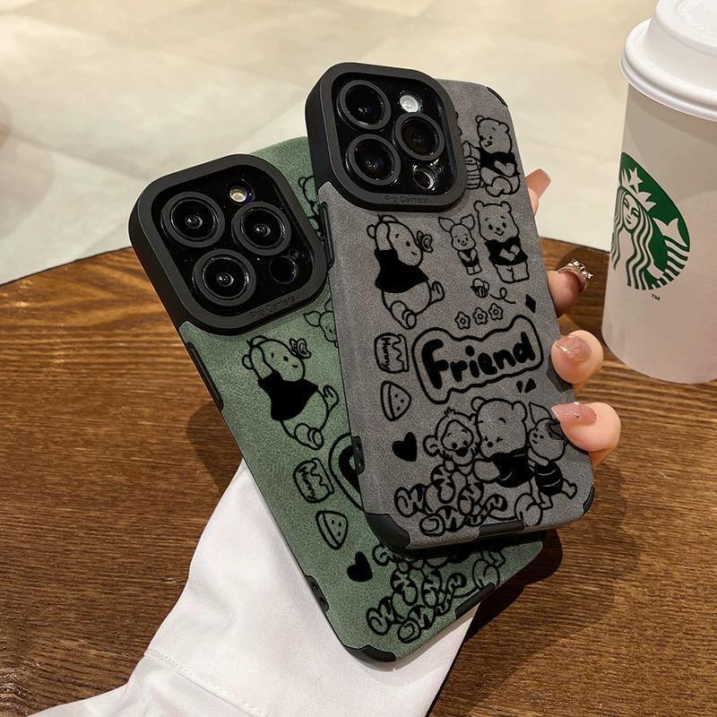 Винни Пух Подходит для IPhone16ProMax Чехол для IPhone Полностью Закрывающий Противоворсовый Мягкий Чехол Противоударный Защита от Отпечатков Пальцев