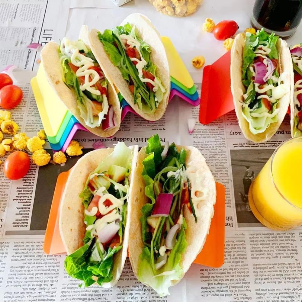 6pcs Wavy Colorful Taco Holder Microwaveable Taco Stands Mexican Pancake Rack Dinning Table