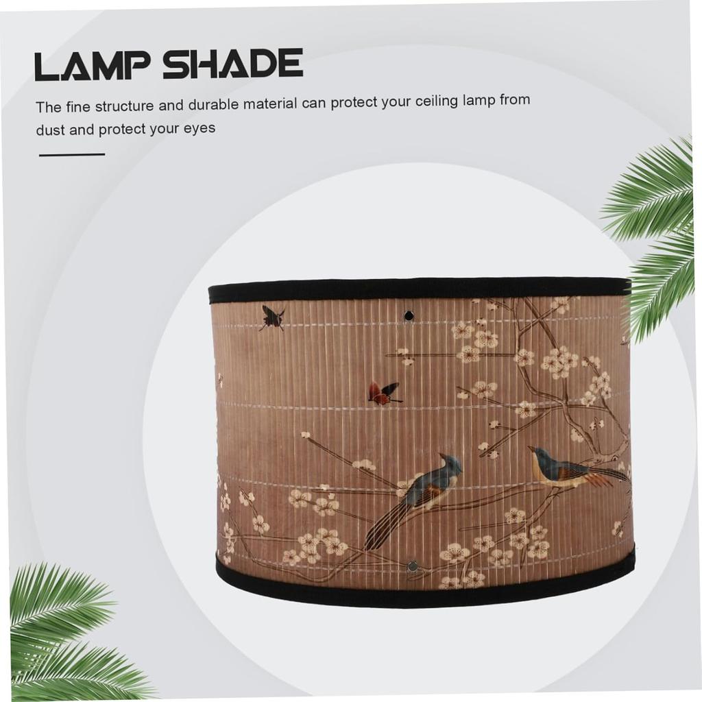 Абажур для барабанной лампы E27 Винтажный абажур Птицы Цветок Люстра Лампа Сменные световые аксессуары для подвесного торшера, 30X30x20СМ