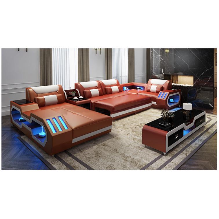 European Style LED Multifunctional Business Sofa Combo for Large Living Rooms