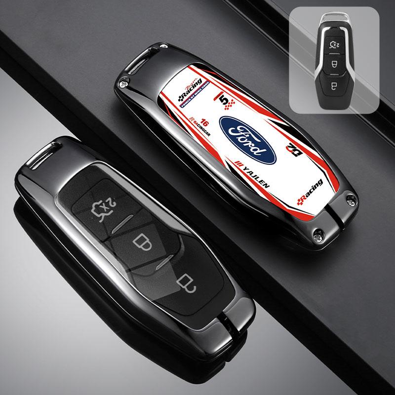 KLKY5 Car Key Case Cover Shell Racing Style Design Accessories For Ford Fusion Mondeo Mustang F-150 Explorer Edge 2015 2016 2017 2018
