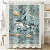 Занавеска для душа Подводный мир Коллекция декора Океанские друзья Дизайн Акула Синий Золотой Водонепроницаемая тканевая занавеска для душа для ванной