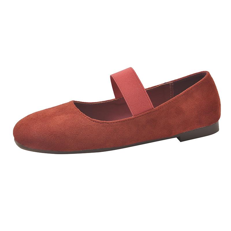 Замшевые красные туфли-лодочки женские весенне-осенние новые ретро нежные сказочные туфли в повседневном стиле мягкие туфли Мэри Джейн на плоской подошве